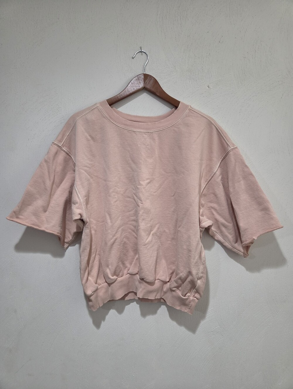 Anthropologie Pilcro Niki Cotton Bubble Pink Sweatshirt Size Medium